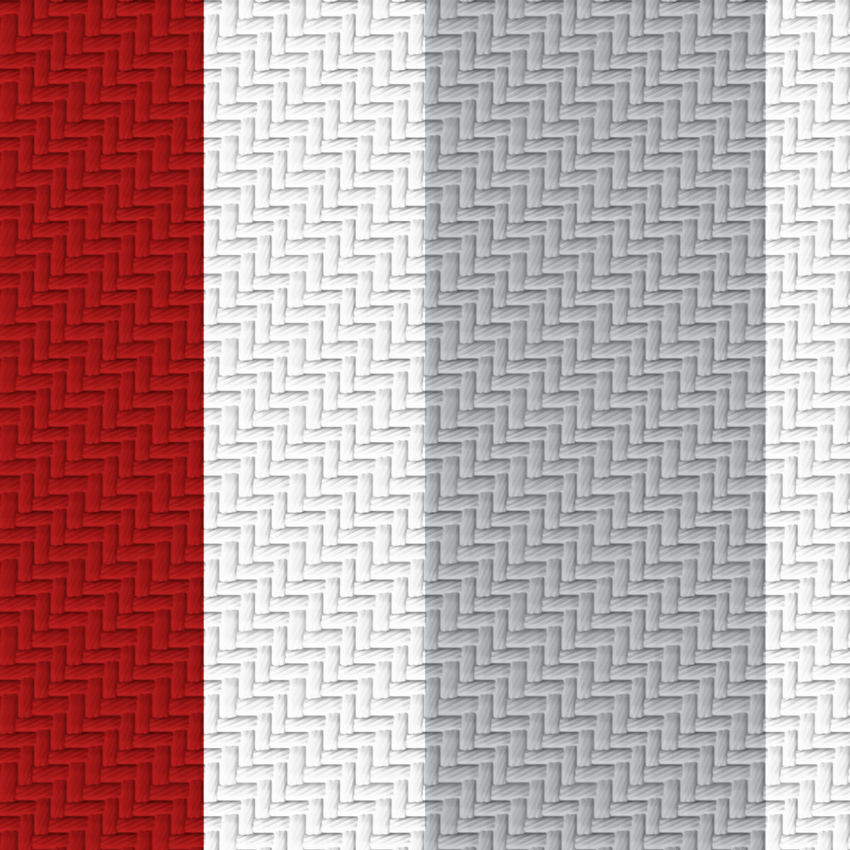 Deep Red, White & Silver Gray — Double Track Trio — Pattern detail