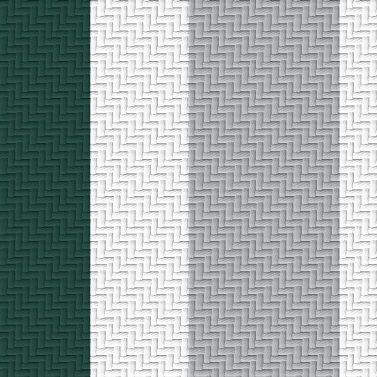 Deep Green, White & Silver Gray — Double Track Trio — Pattern detail