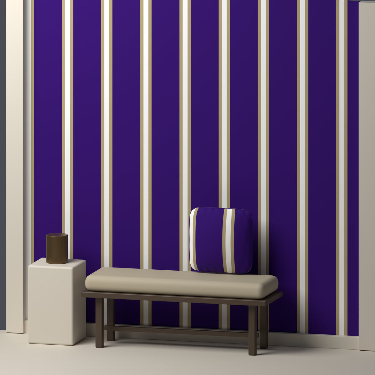Deep Purple, Muted Gold & White — Double Track Trio — In a room