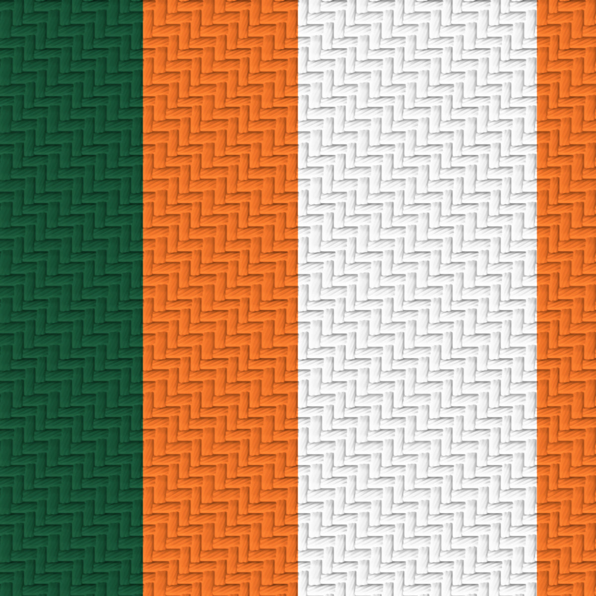 Deep Green, Orange & White — Double Track Trio — Pattern detail