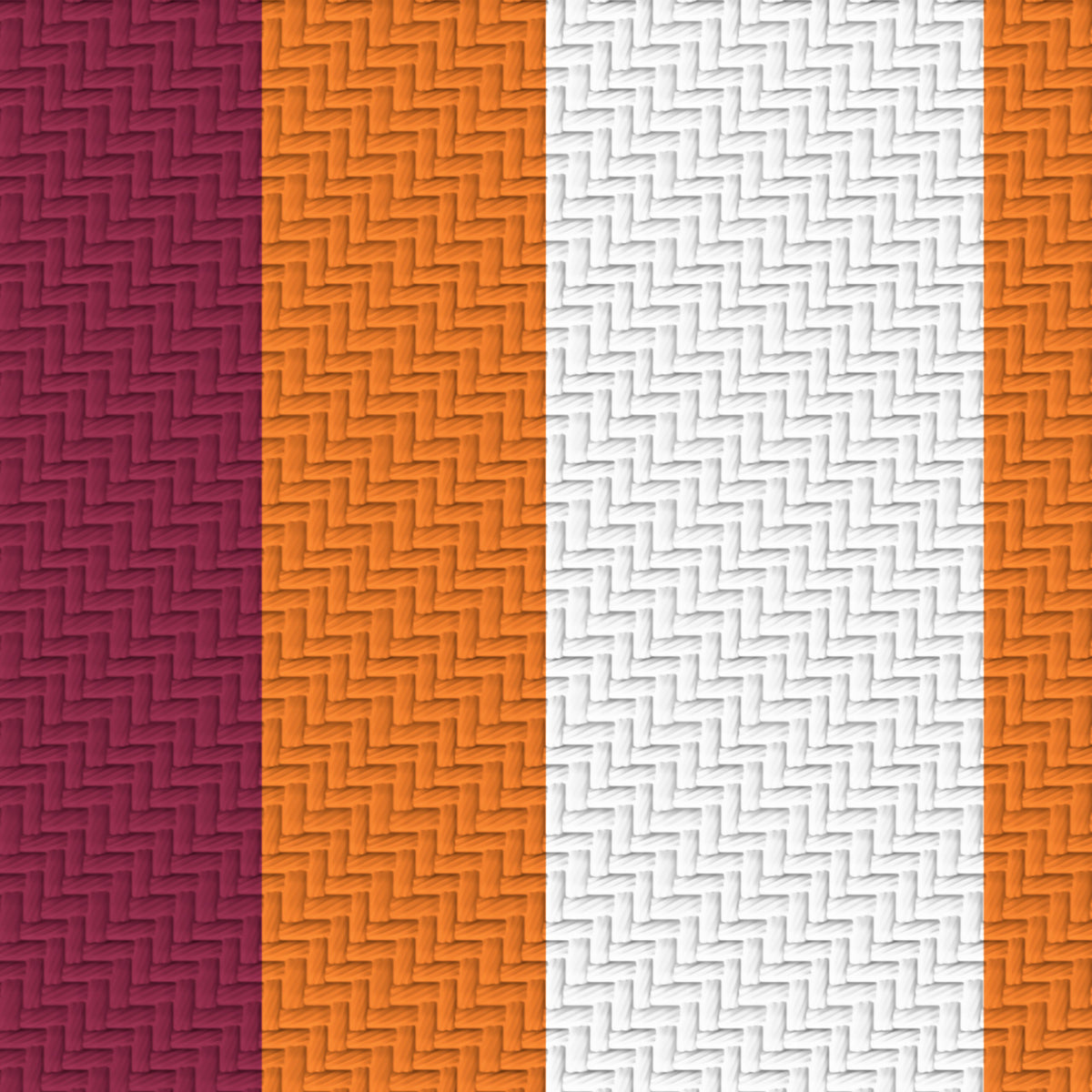 Maroon, Burnt Orange & White — Double Track Trio — Pattern detail