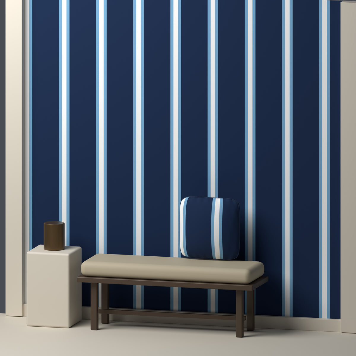 Navy, Powder Blue & White — Double Track Trio — In a room
