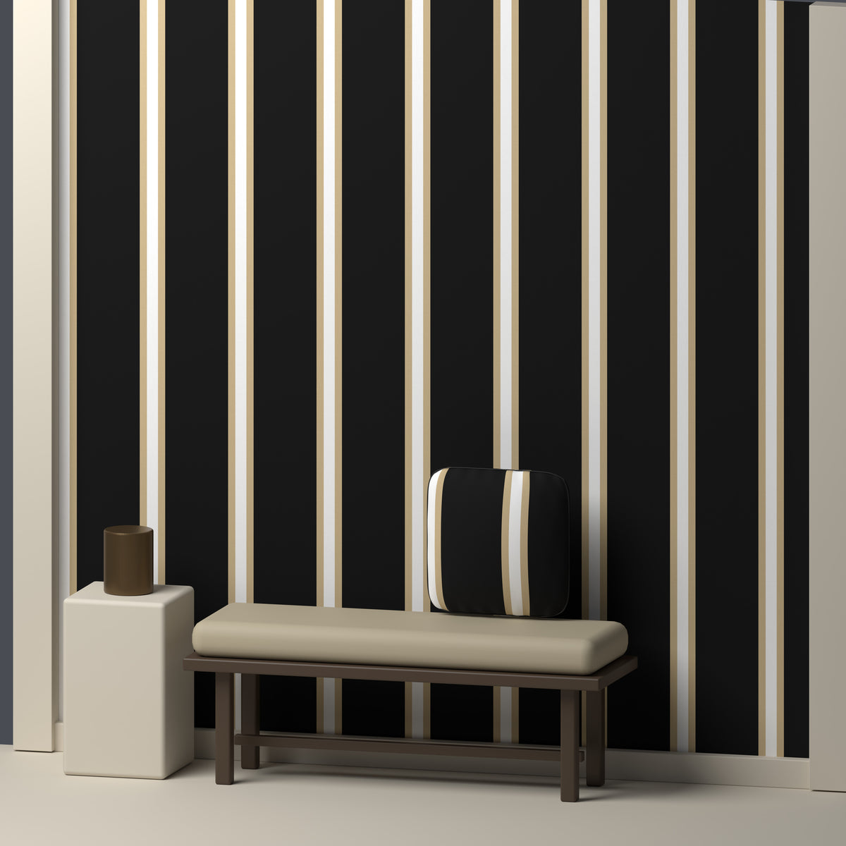 Near Black, Old Gold & White — Double Track Trio — In a room