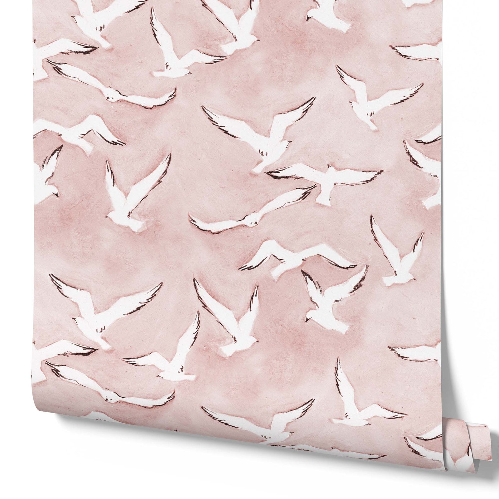 blush_seagulls flying in pink