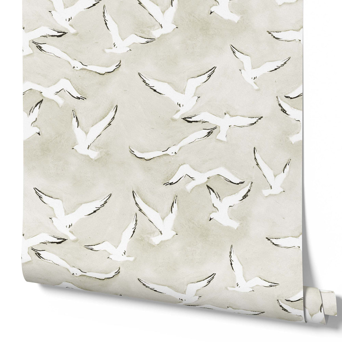 taupe_seagulls flying wallpaper