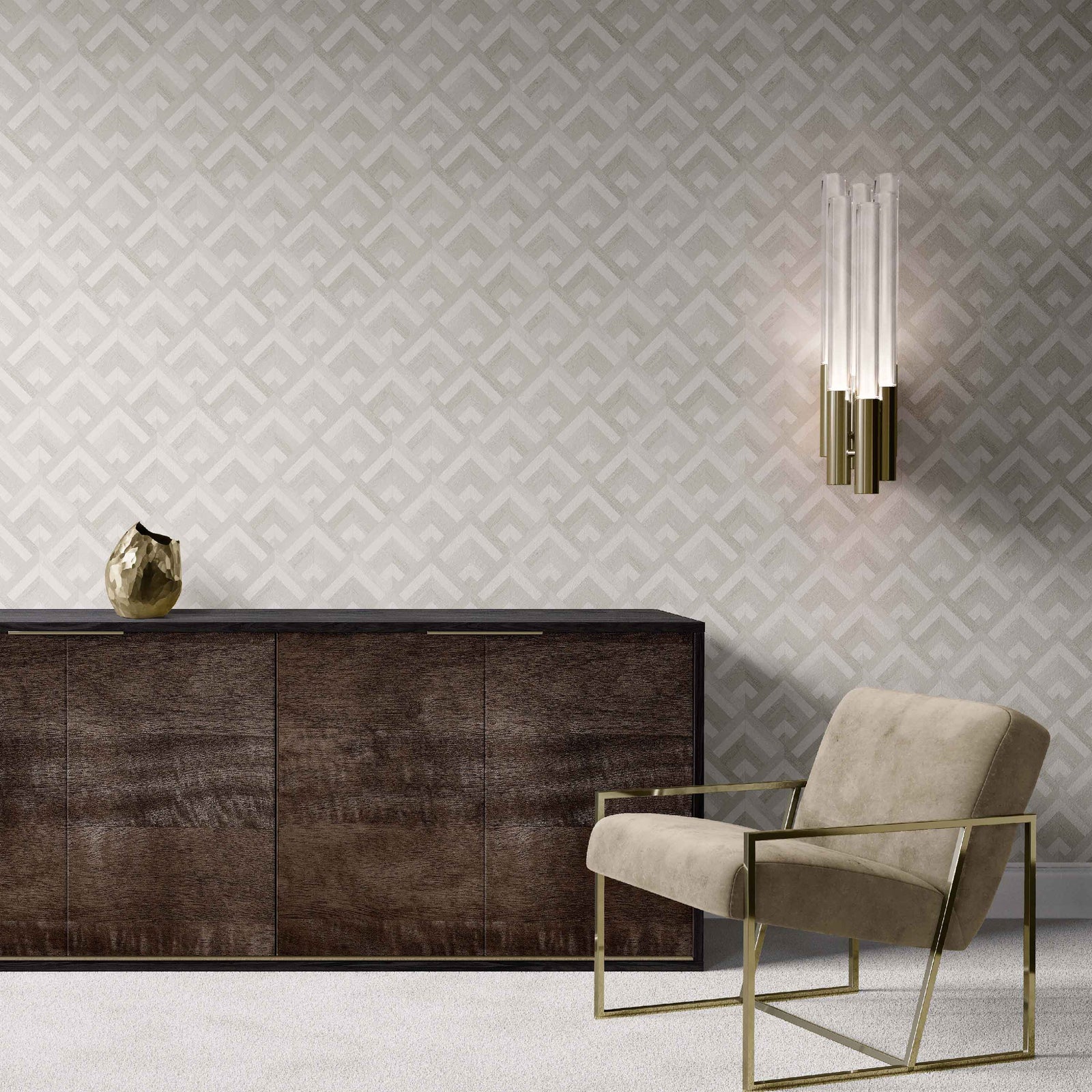 grey_beige and white geometric patterned wallpaper