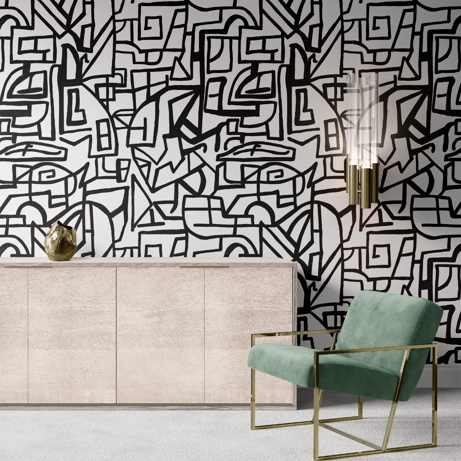 bronze_A wander wallpaper by Wall Snobs in a warm white and bronze colorway featured on the ceiling of a luxury closet at the RUE Magazine Showhouse in Dallas, Texas, designed by J Collins Interiors