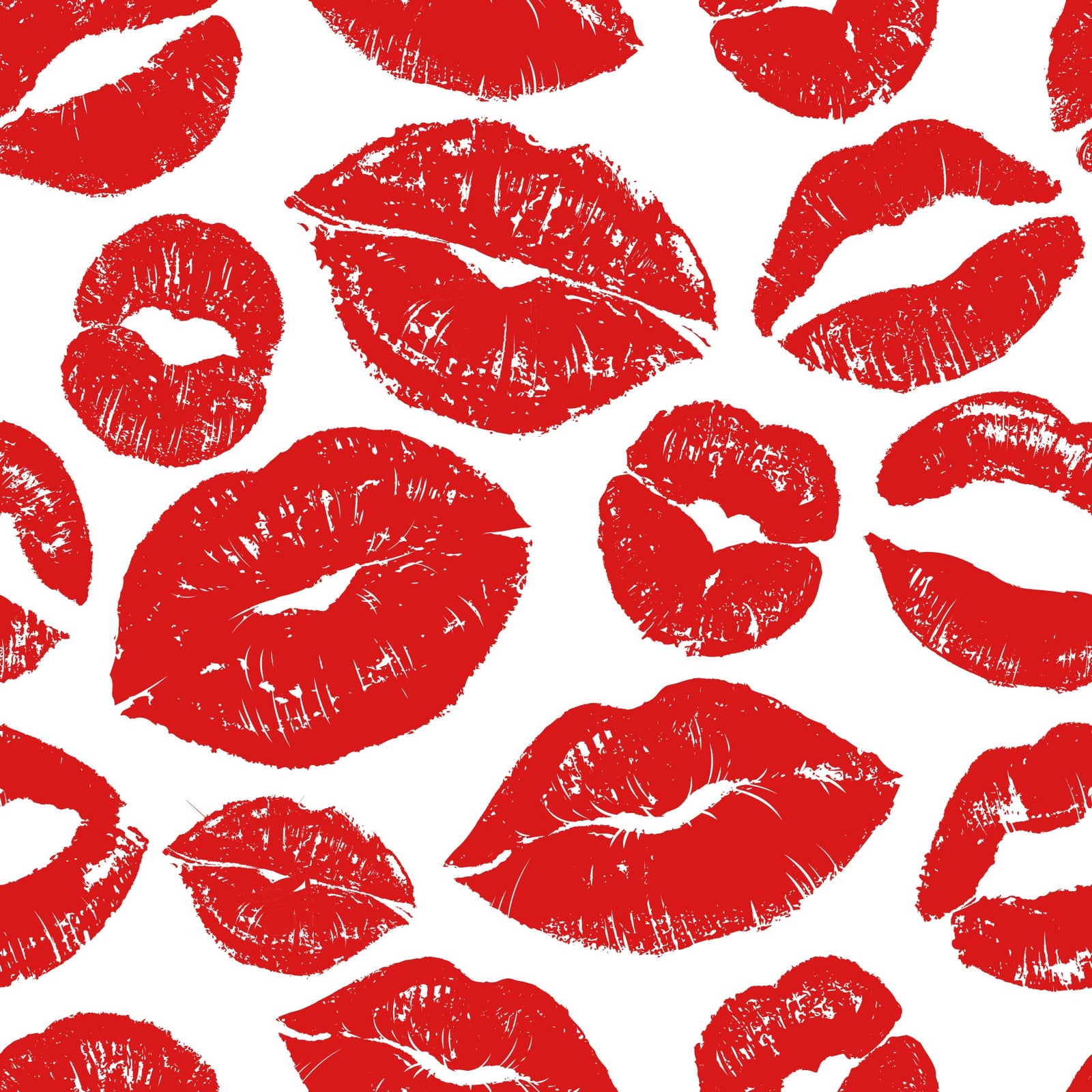 red_A wallpaper with a repeated pattern of lips in red on a white background.