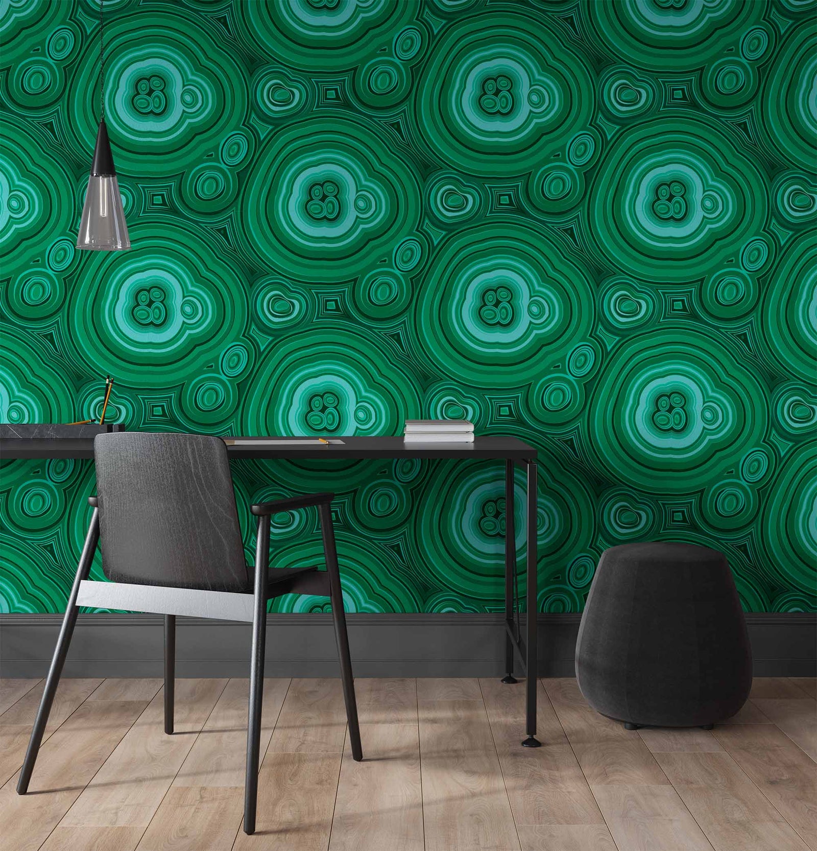 green_wallpaper with an illustrated agate pattern, predominantly in shades of green and teal