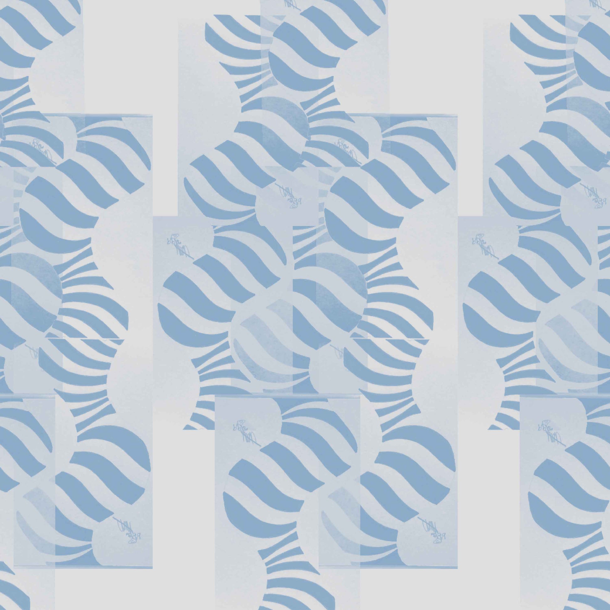 white-blue_Abstract geometric pattern featuring layered circles and wavy stripe motifs in soft blue tones, arranged in a grid-like composition with a modern, airy feel on a light background.
