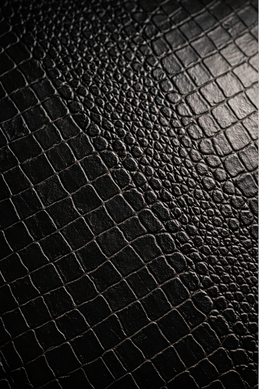 black_Close-up of matte black embossed vinyl wallpaper showing alligator skin texture with detailed scale variation