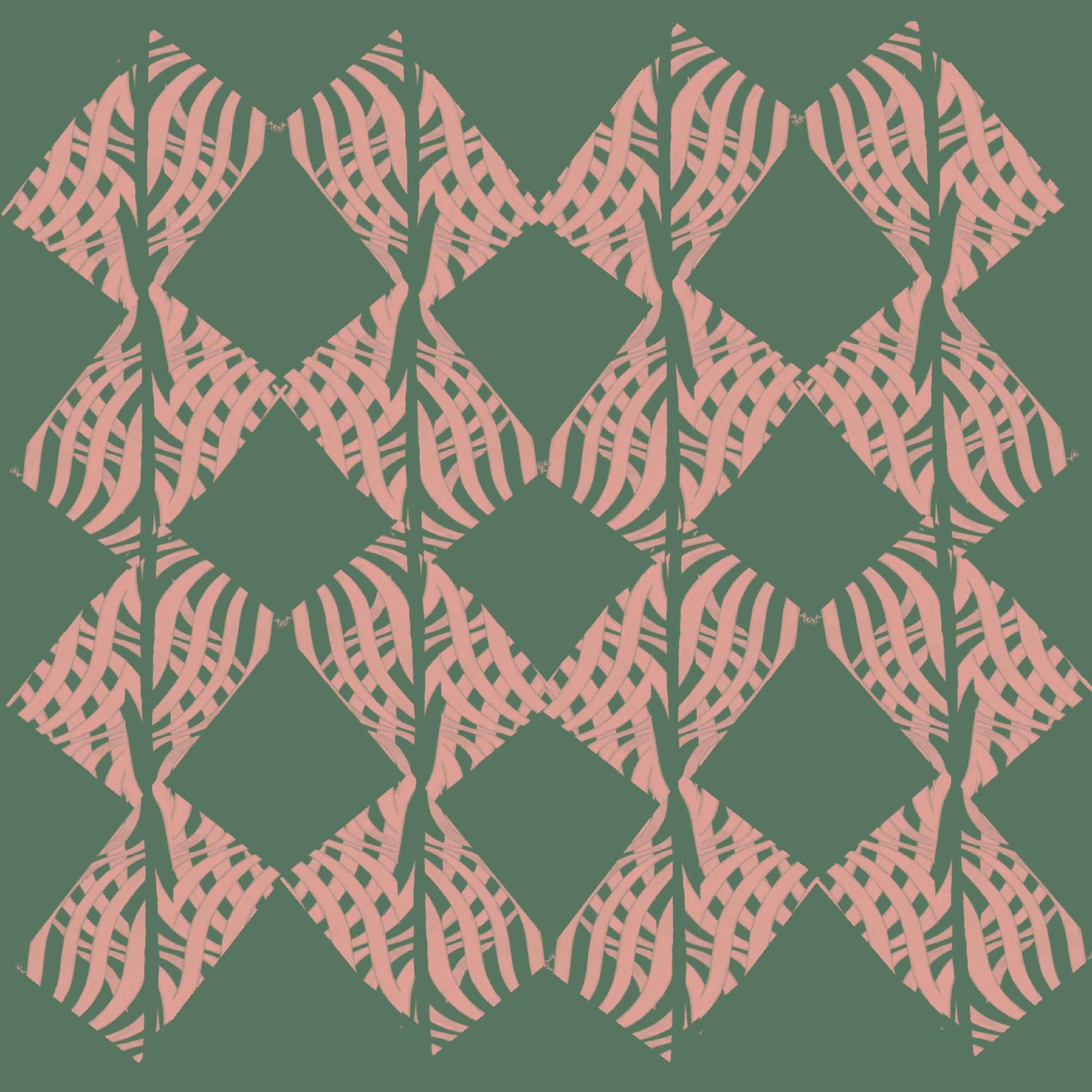 blush-green_A wallpaper with a traditional geometric pattern in a blush and green color.