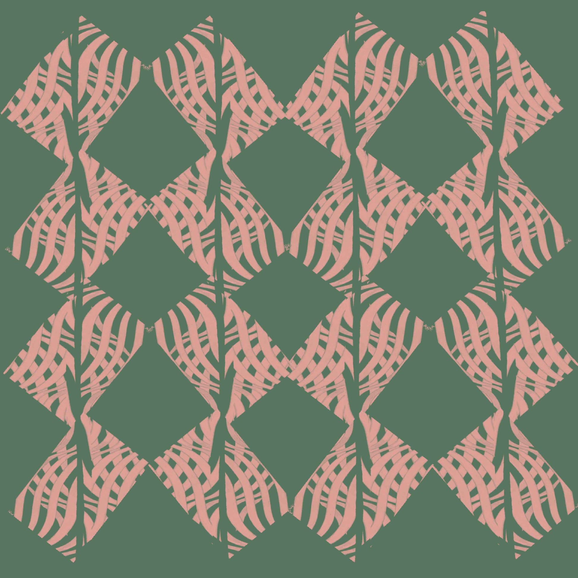 blush-green_A wallpaper with a traditional geometric pattern in a blush and green color.
