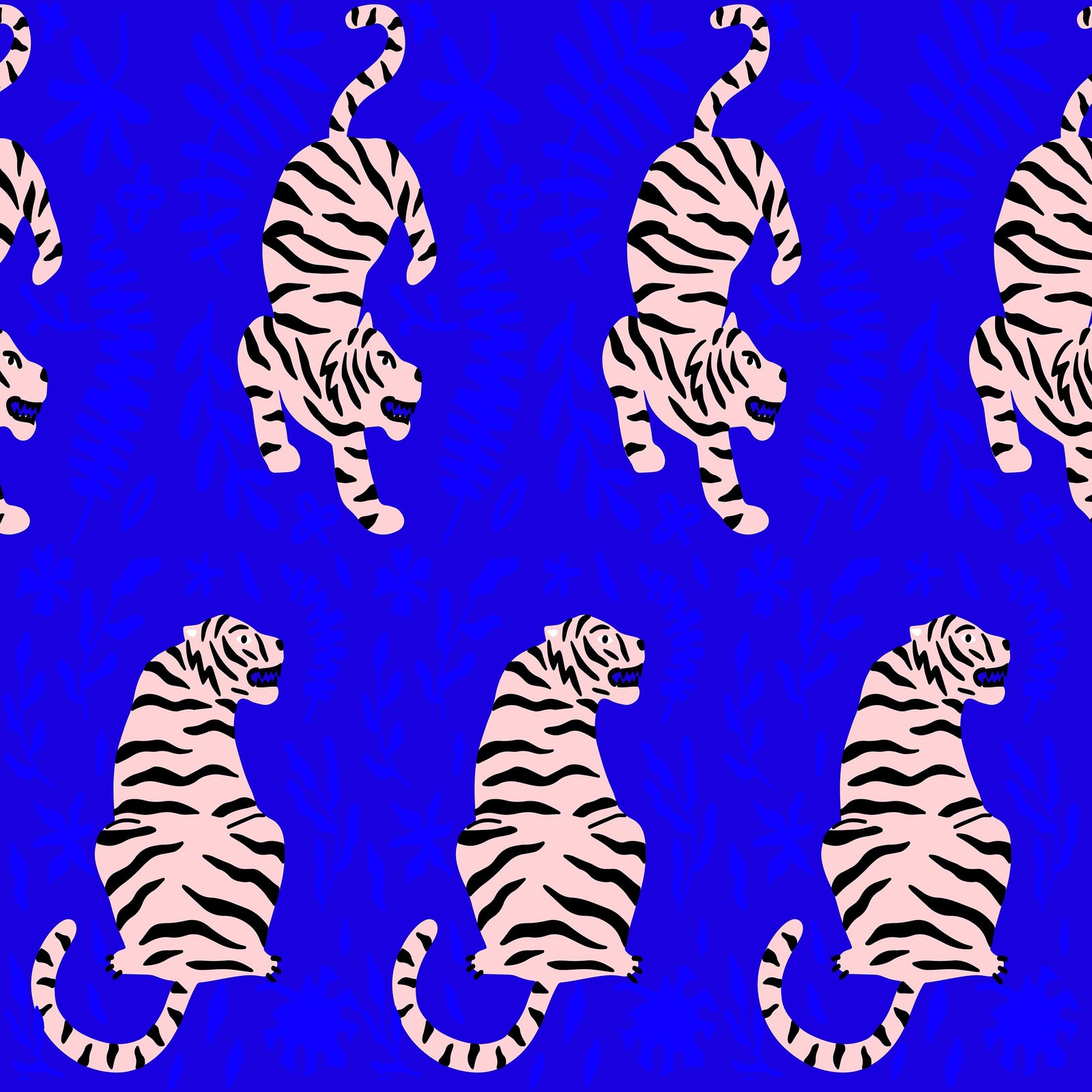 cobalt_wallpaper featuring black and pink tiger designs on a blue background.