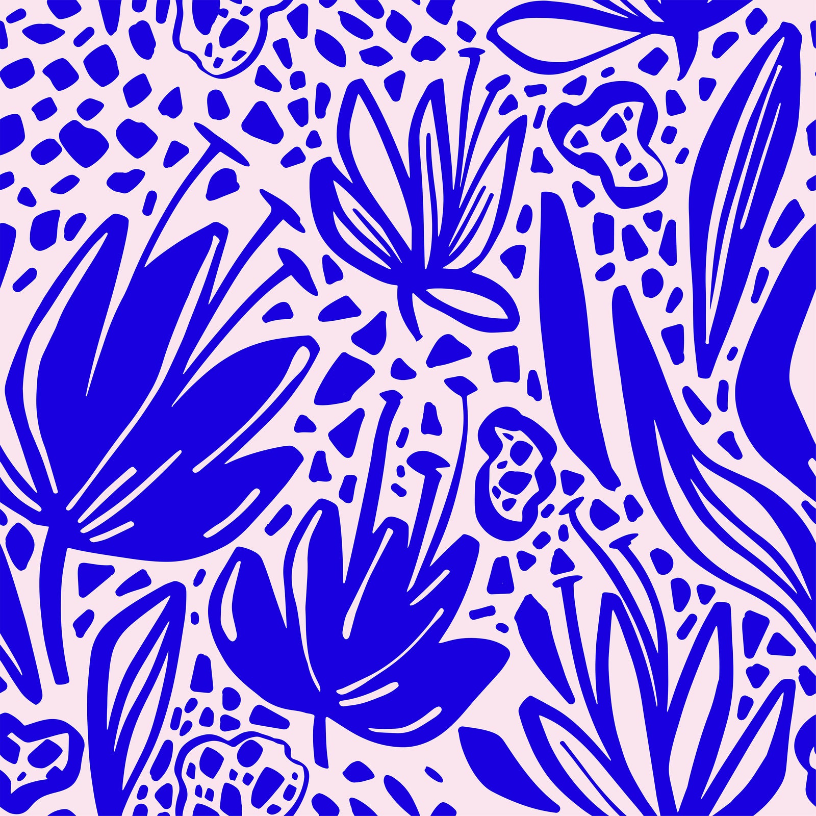 cobalt_Floral pattern set on light pink background