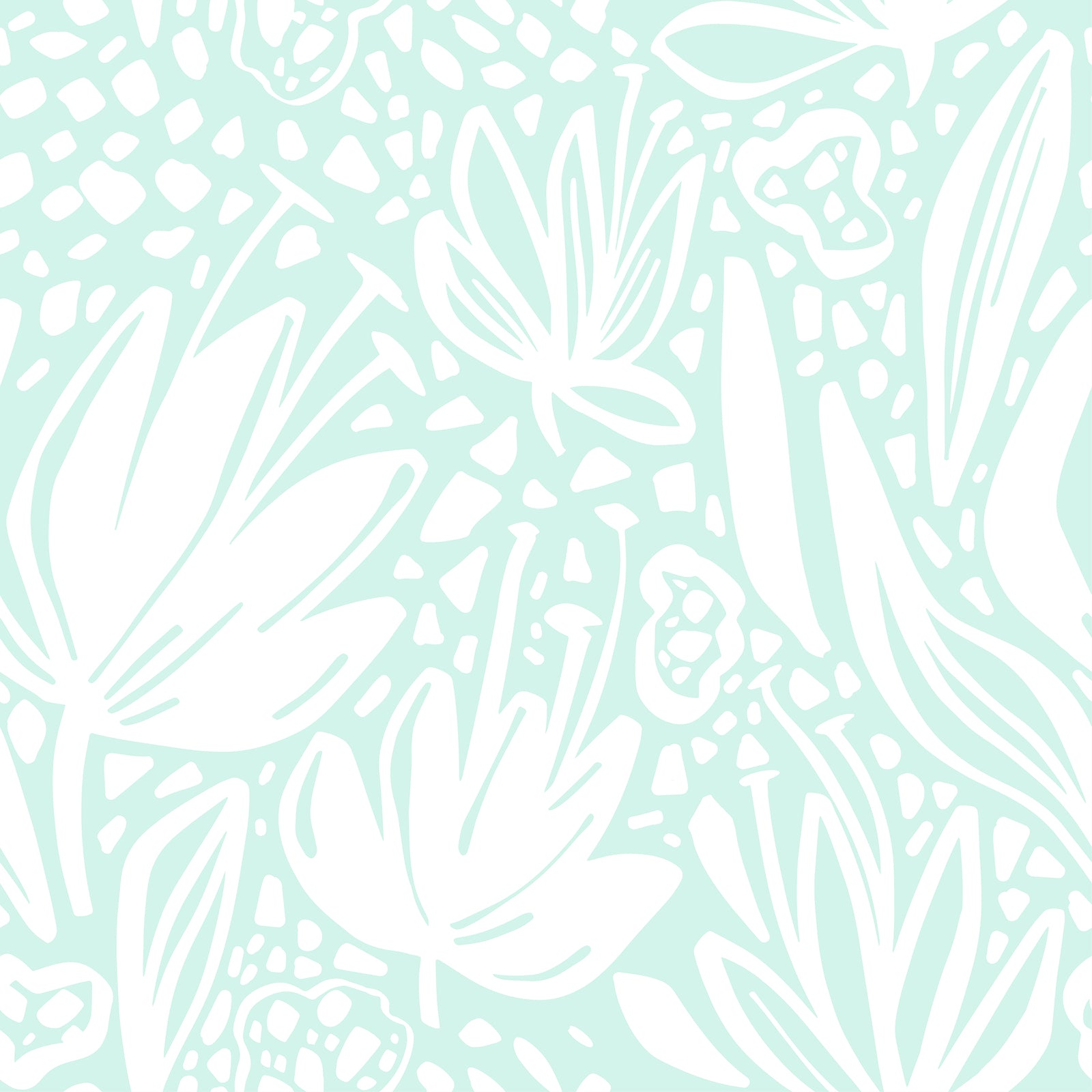 mint_Floral pattern set on mint background