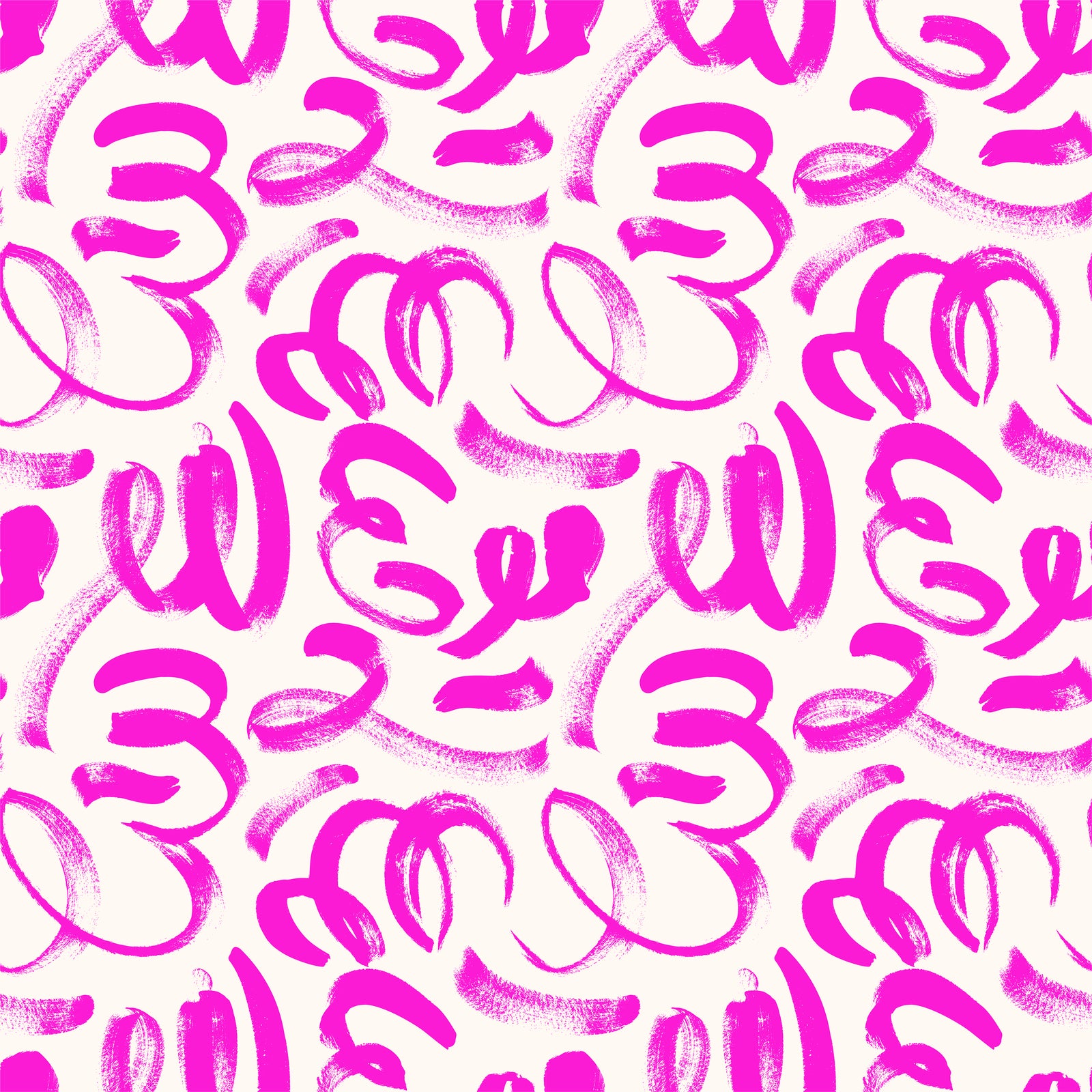 magenta_Abstract painterly pattern featuring bold, gestural brushstrokes and looping forms in magenta on a soft off-white background, creating a dynamic, hand-painted look with expressive movement.
