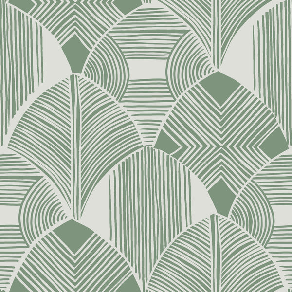 sage_wallpaper with a geometric pattern featuring Art Deco influences in green color.