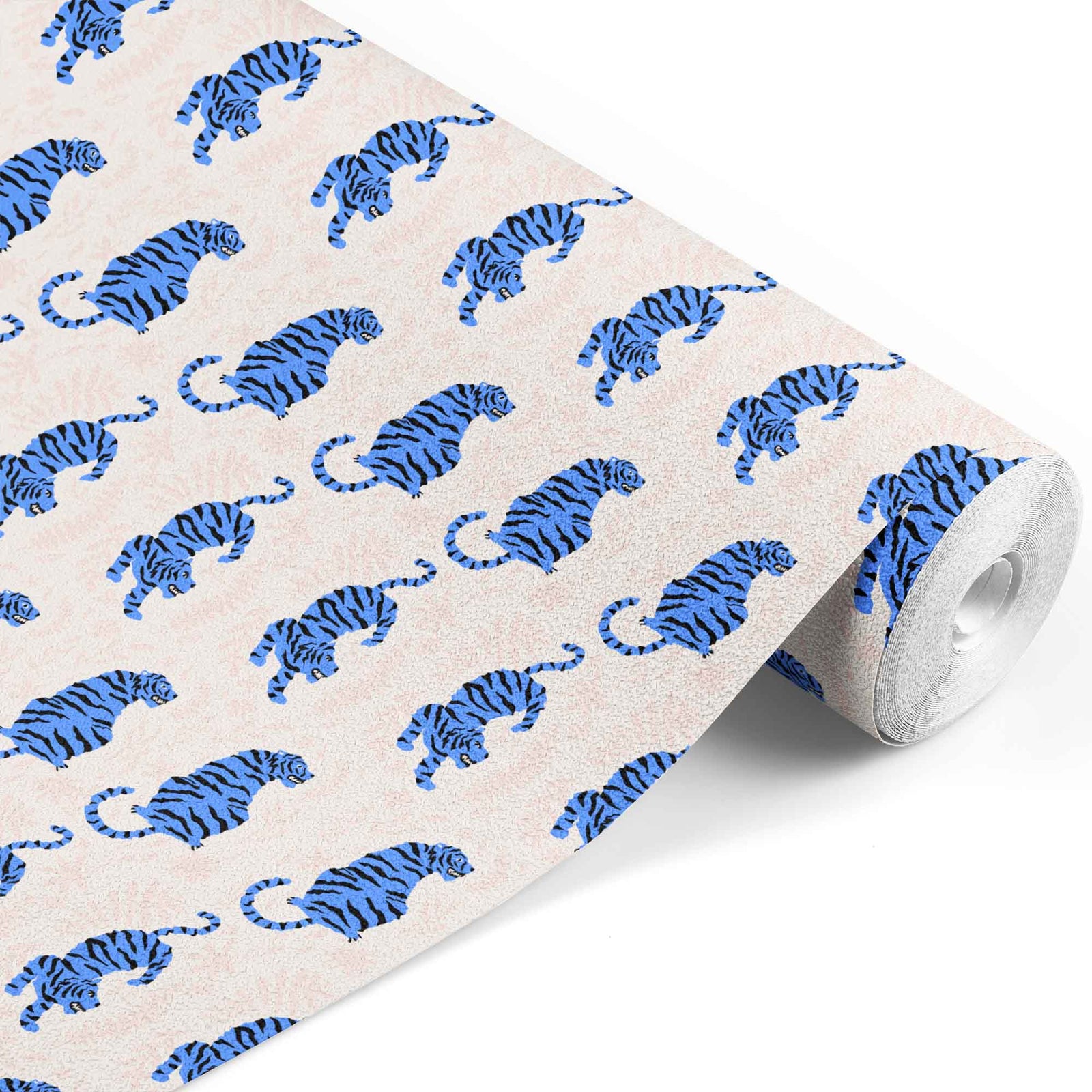 indigo_wallpaper featuring black and indigo tiger designs on a cream background.