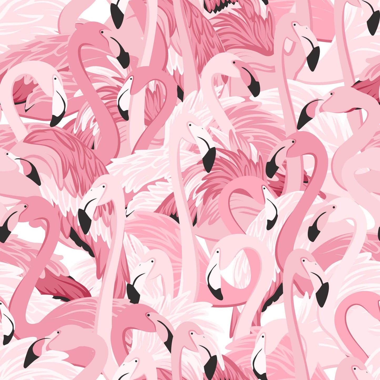 pink_A wallpaper pattern featuring a dense, repeating design of pink flamingos on a white background.
