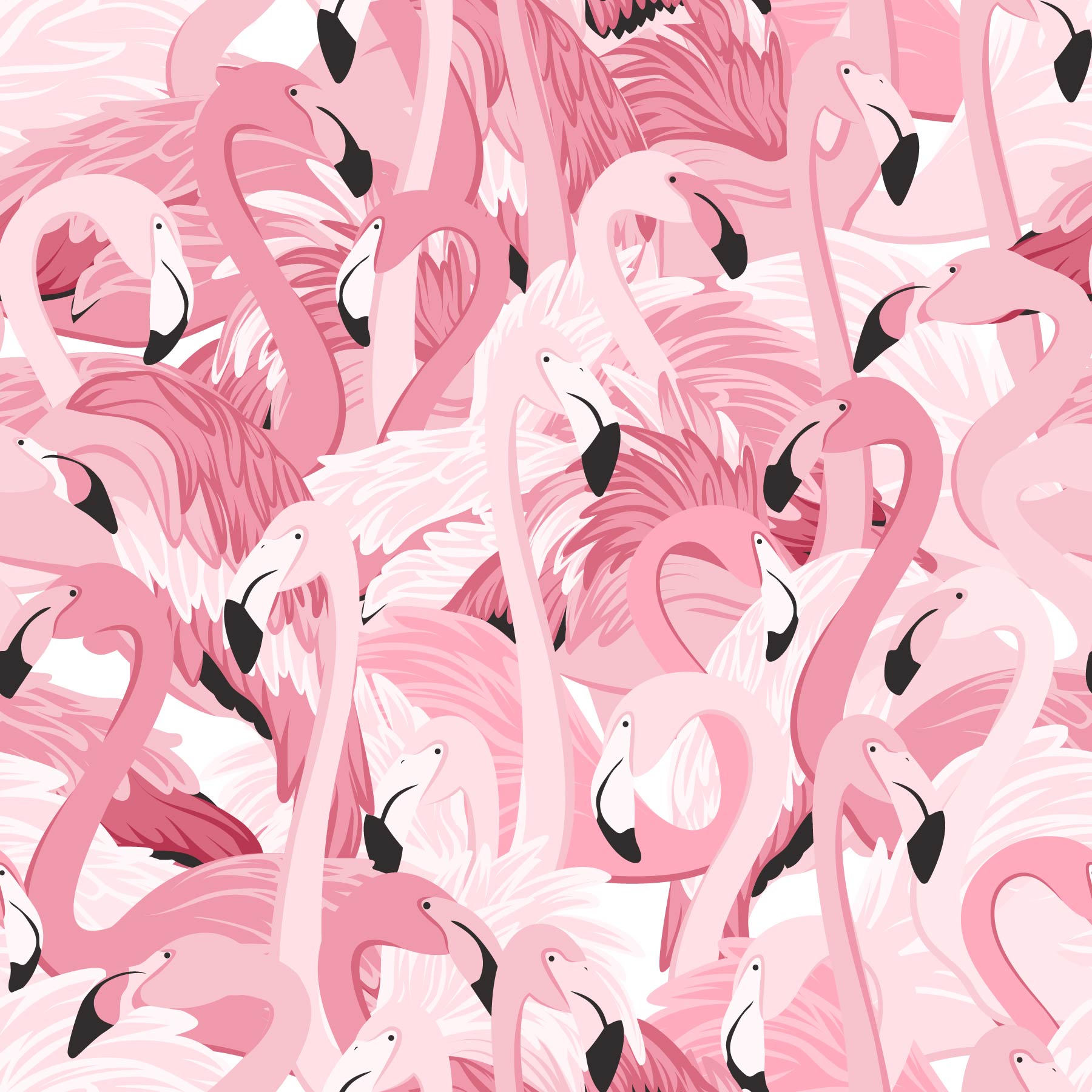 pink_A wallpaper pattern featuring a dense, repeating design of pink flamingos on a white background.