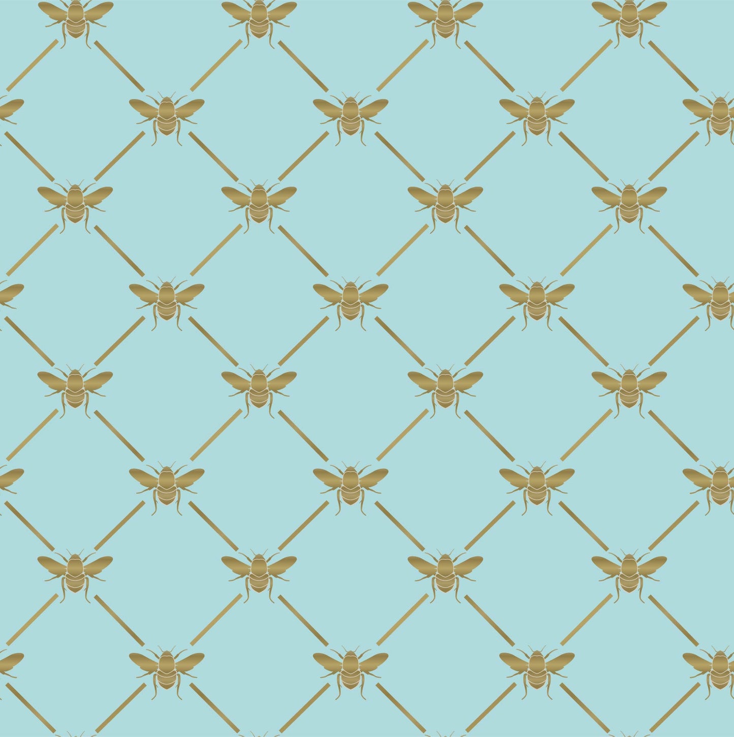 blue_A wallpaper pattern featuring blue bees on a pink background.