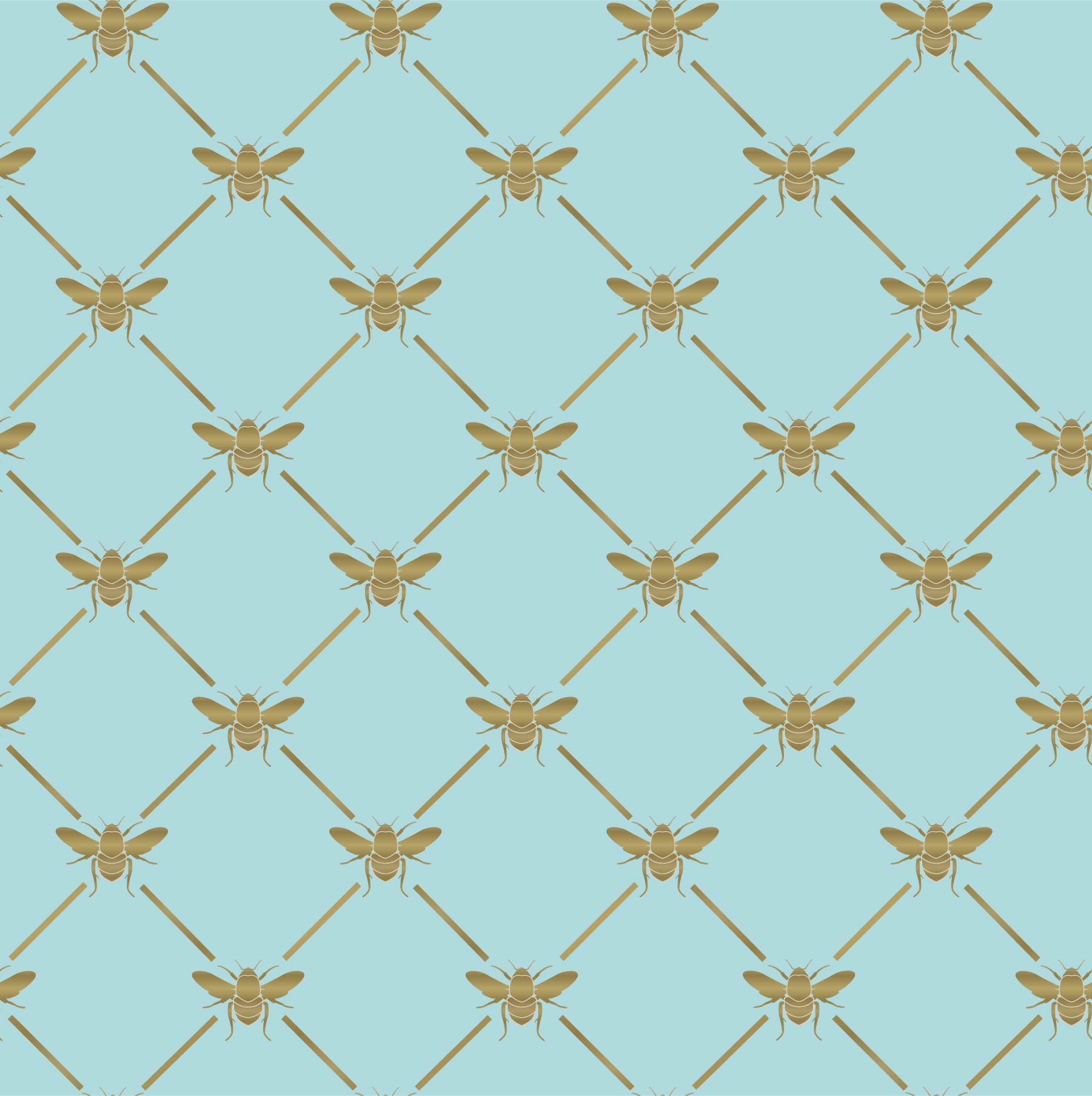 blue_A wallpaper pattern featuring blue bees on a pink background.