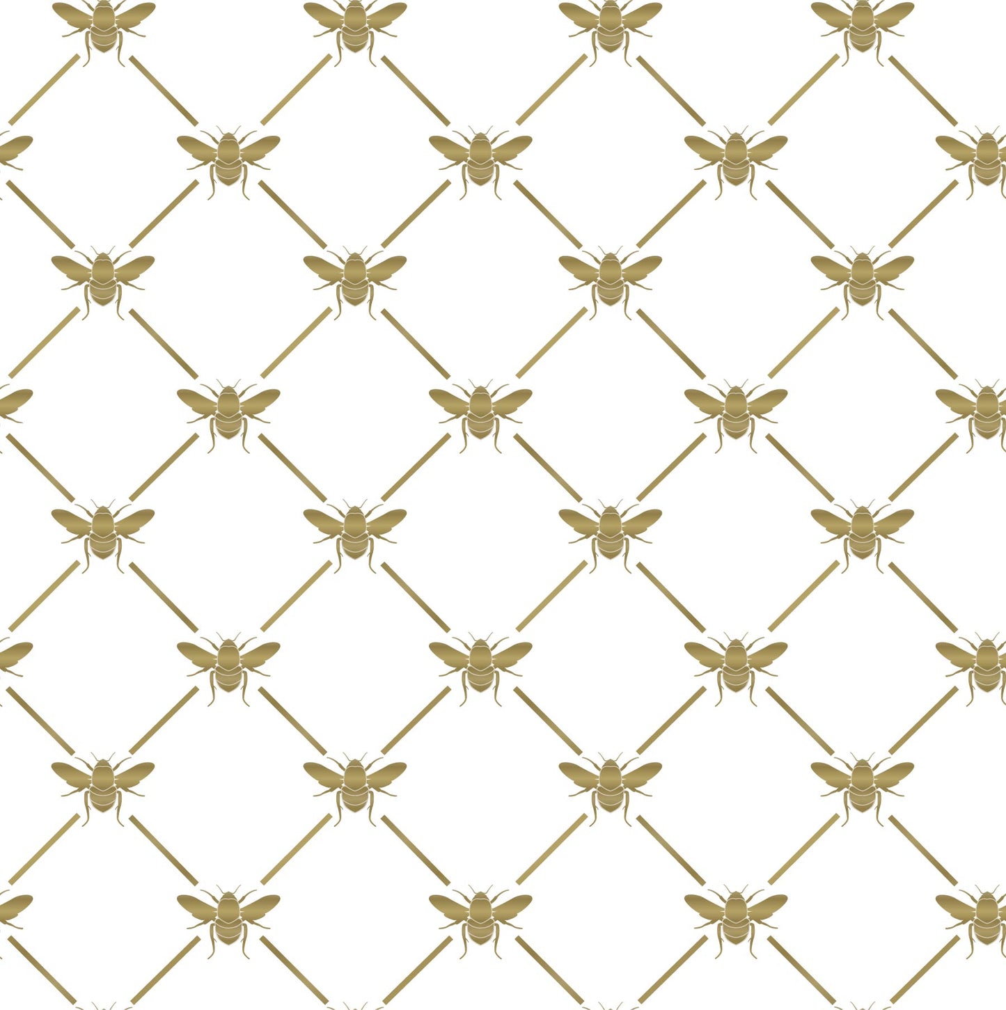 white_A wallpaper pattern featuring blue bees on a white background.