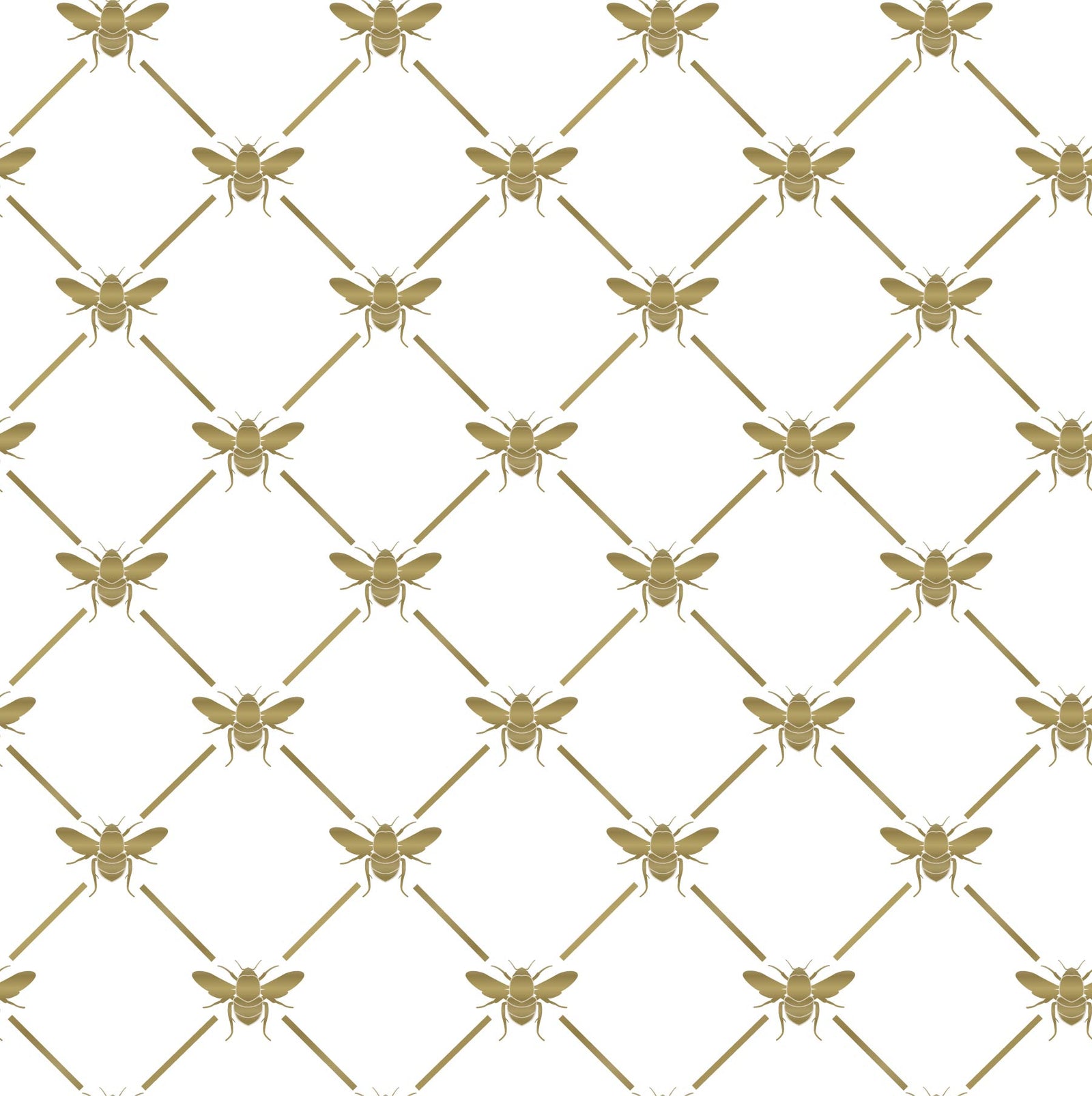 white_A wallpaper pattern featuring blue bees on a white background.