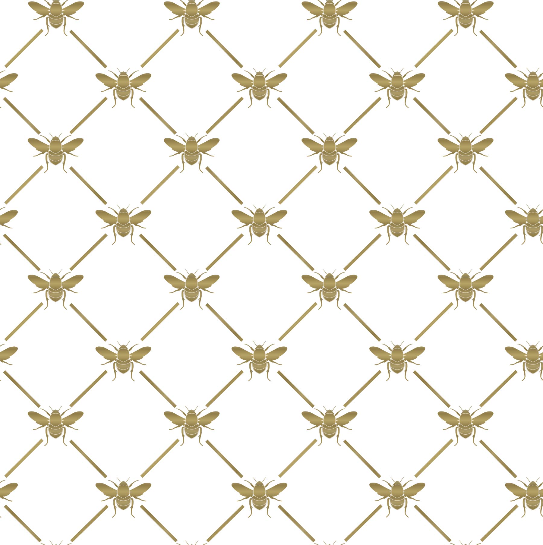 white_A wallpaper pattern featuring blue bees on a white background.