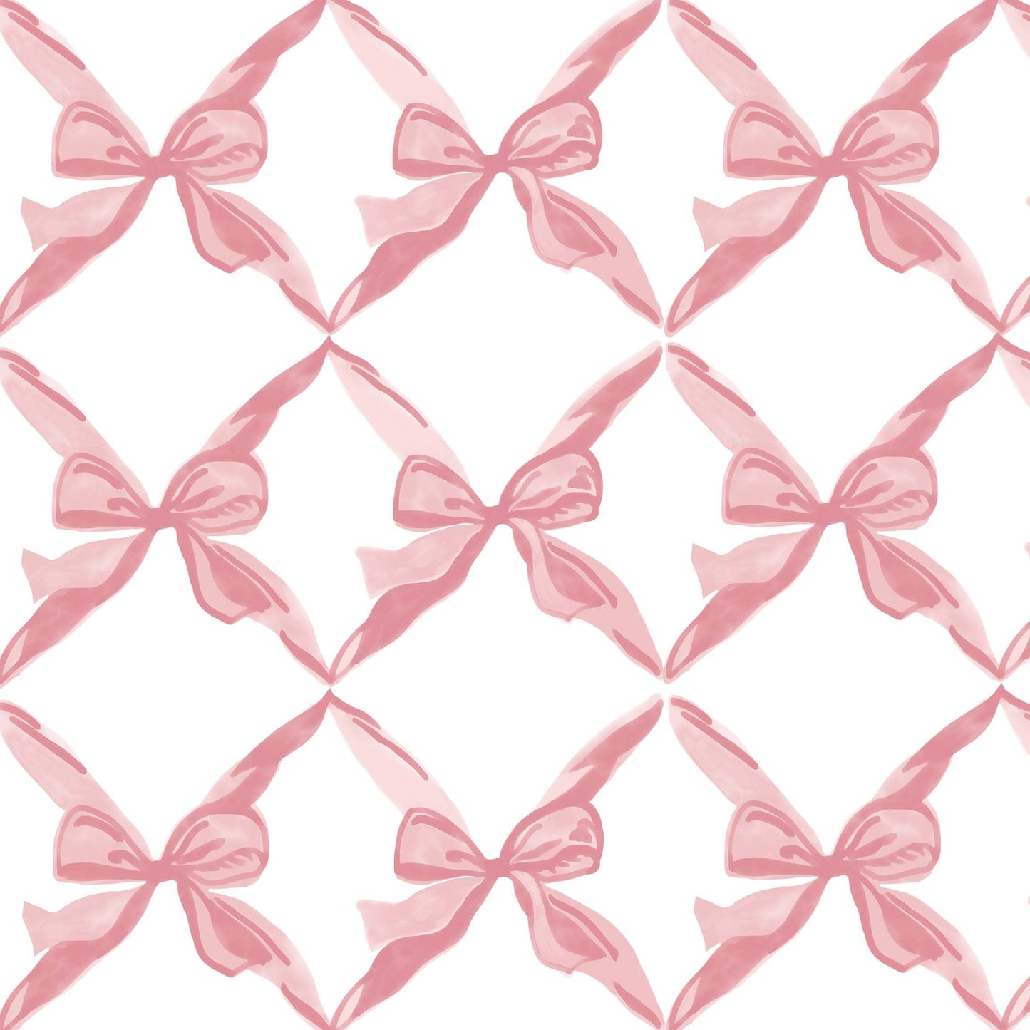 white_Charming repeating pattern of soft pink watercolor bows arranged in a diamond lattice on a light background, creating a delicate, feminine, and playful look.