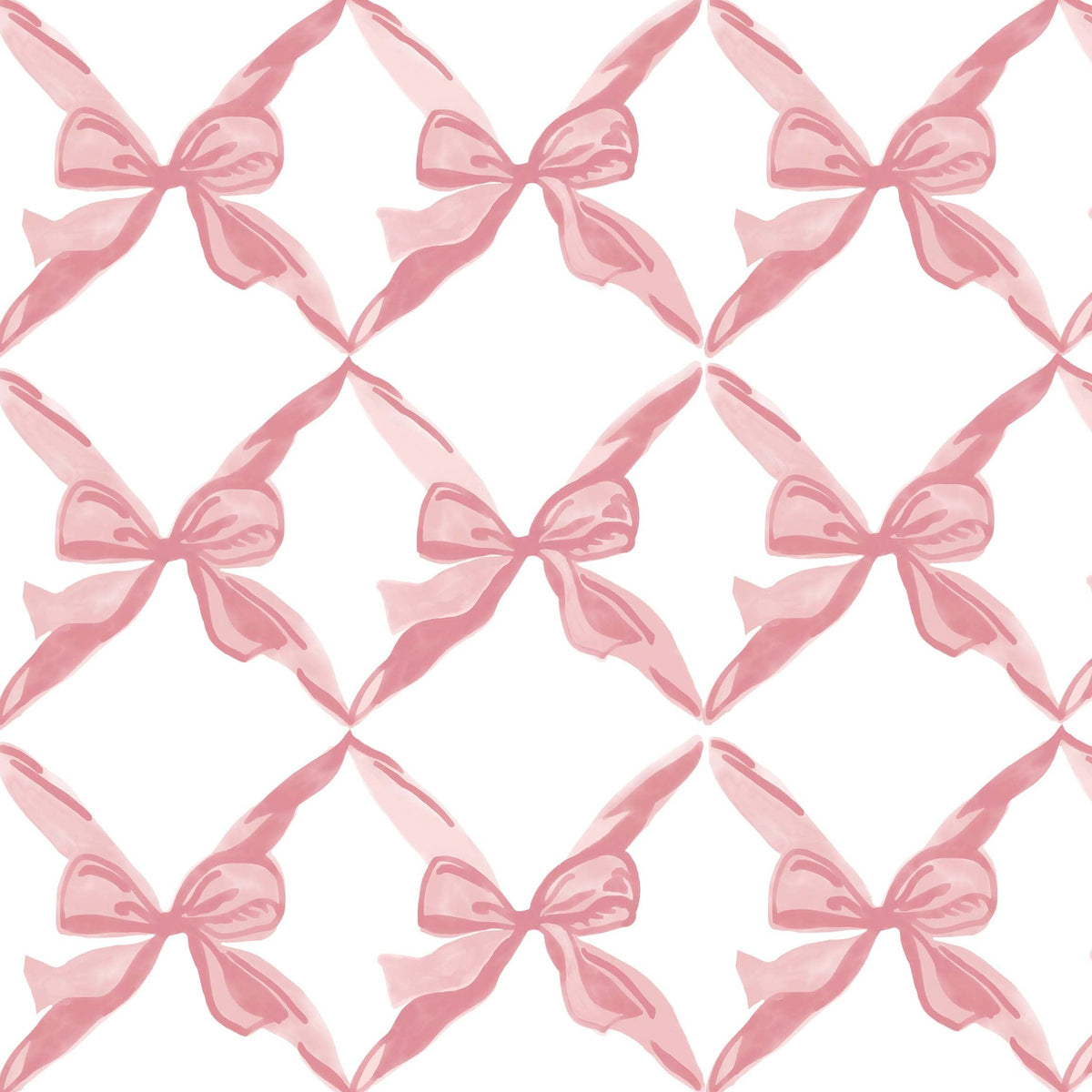 white_Charming repeating pattern of soft pink watercolor bows arranged in a diamond lattice on a light background, creating a delicate, feminine, and playful look.