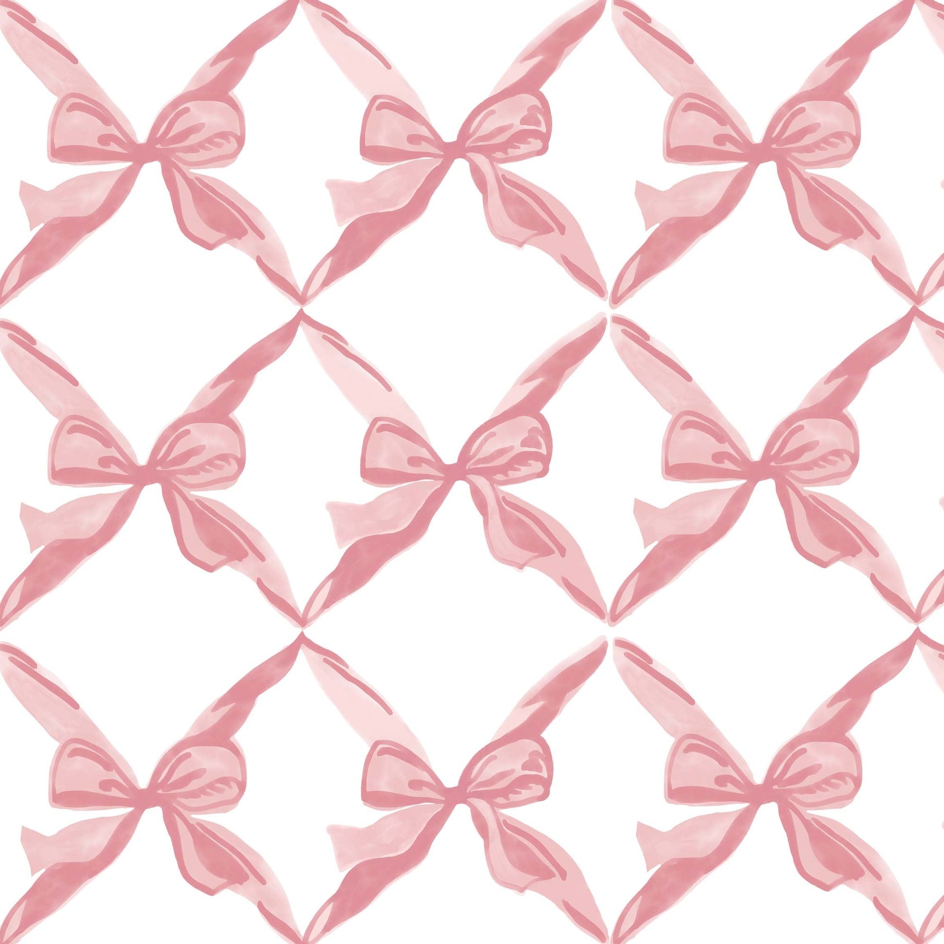 white_Charming repeating pattern of soft pink watercolor bows arranged in a diamond lattice on a light background, creating a delicate, feminine, and playful look.