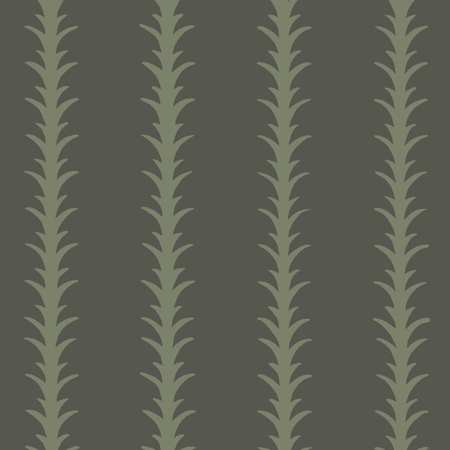 dark-green_A vertical pattern of leaf-like shapes in shades of green with a dark green background, indicative of traditional wallpaper.
