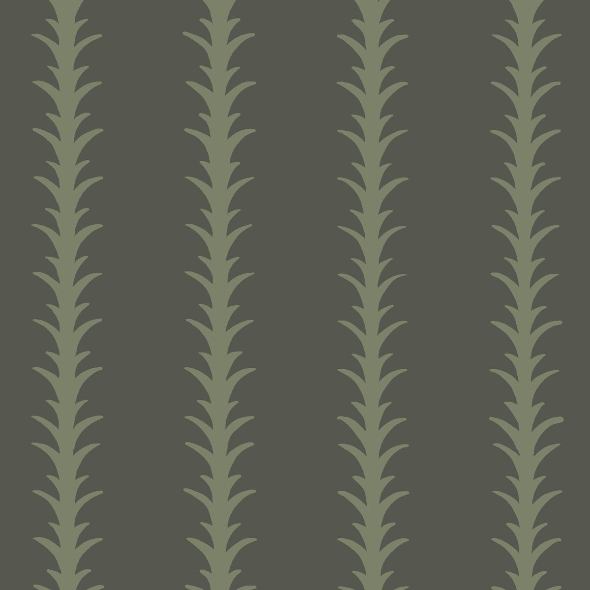 dark-green_A vertical pattern of leaf-like shapes in shades of green with a dark green background, indicative of traditional wallpaper.