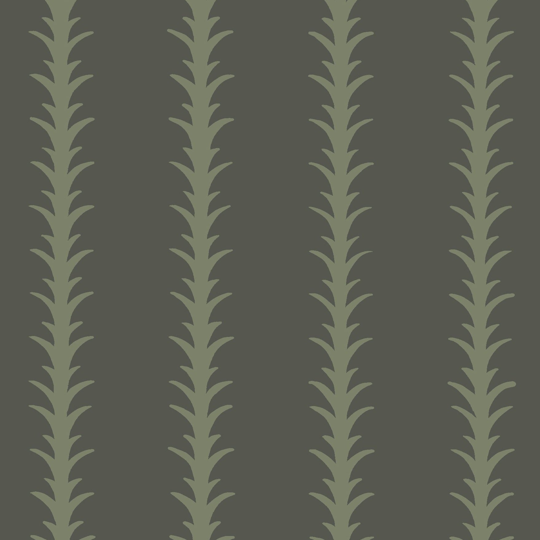 dark-green_A vertical pattern of leaf-like shapes in shades of green with a dark green background, indicative of traditional wallpaper.