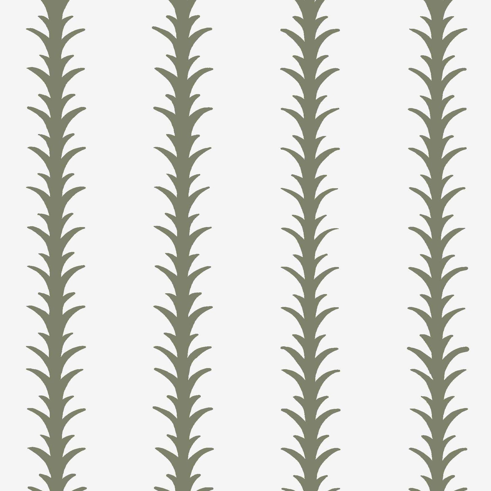 sage_A vertical pattern of leaf-like shapes in shades of sage with a white background, indicative of traditional wallpaper.