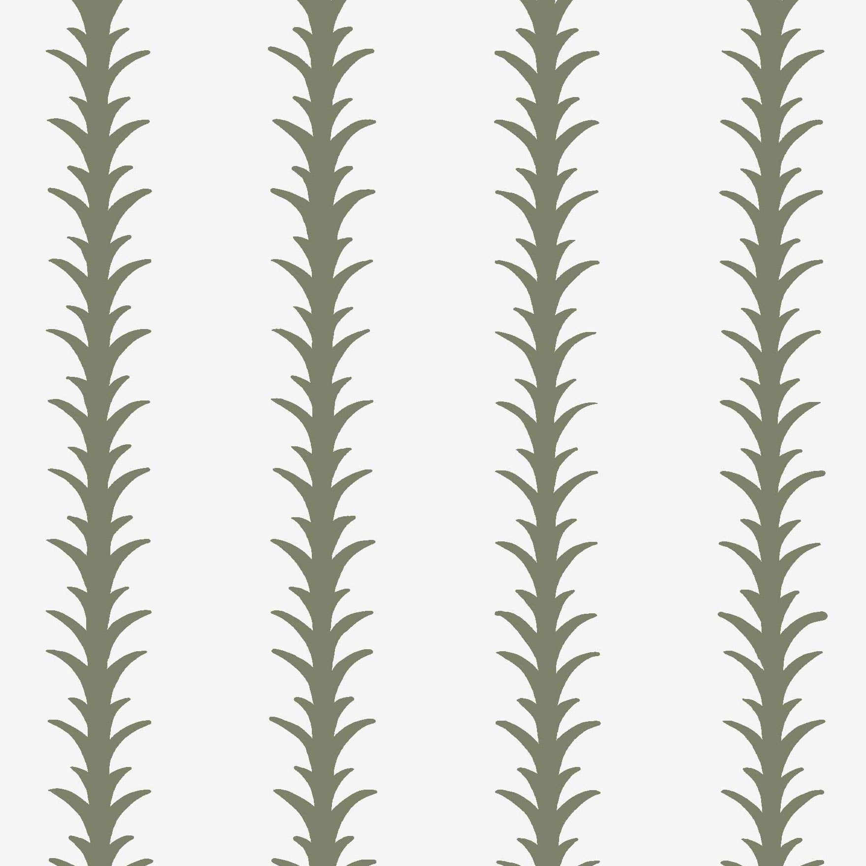 sage_A vertical pattern of leaf-like shapes in shades of sage with a white background, indicative of traditional wallpaper.