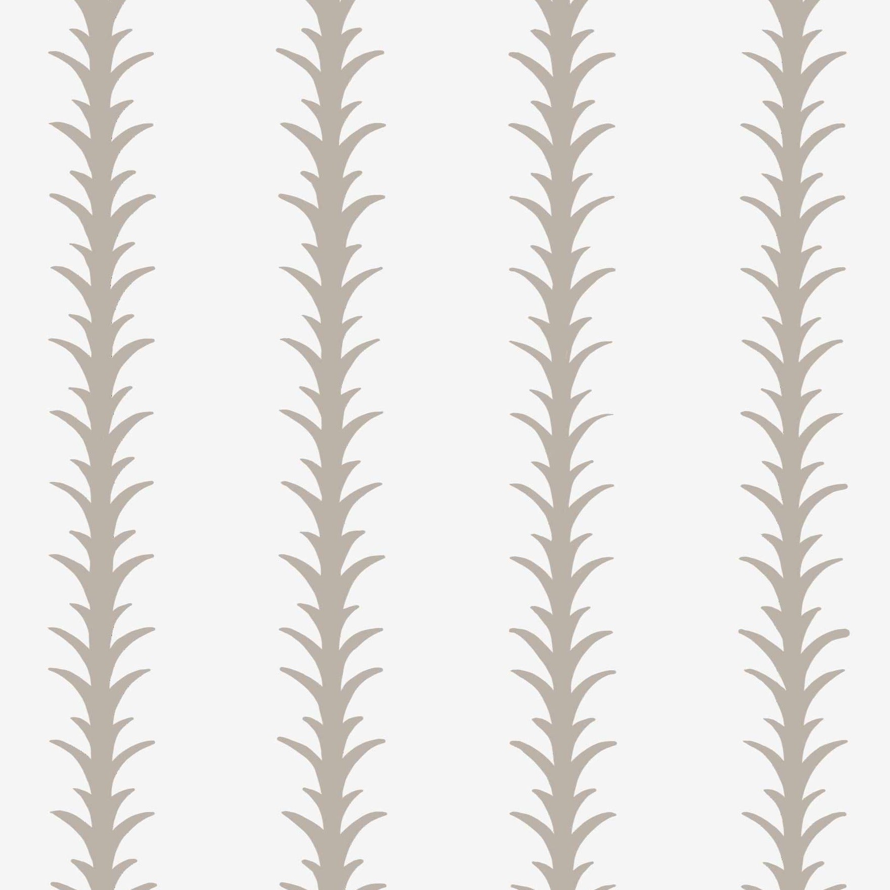 tan_A vertical pattern of leaf-like shapes in shades of tan with a white background, indicative of traditional wallpaper.