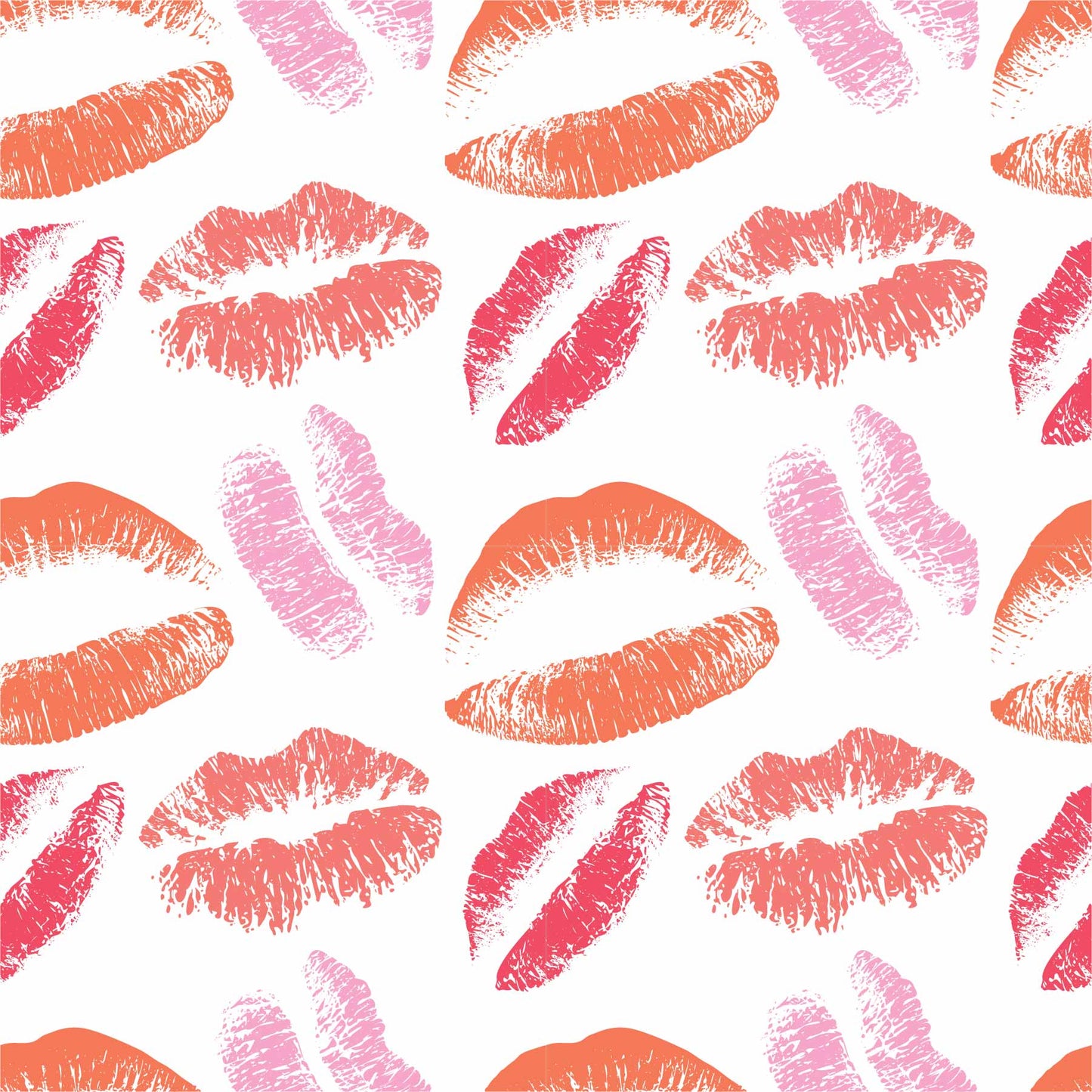 pink_A wallpaper with a repeated pattern of lips in various shades of pink and red on a white background.